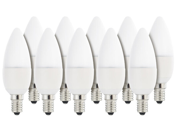 10 ampoules bougie à LED SMD - E14 - 6W - blanc chaud