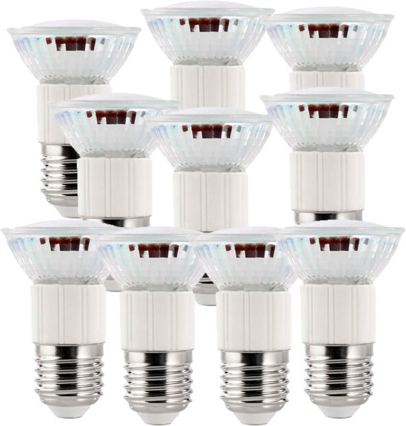 10 ampoules LED dimmables, culot E27, blanc chaud