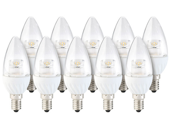10 ampoules LED ovales 4 W - E14 - Blanc chaud