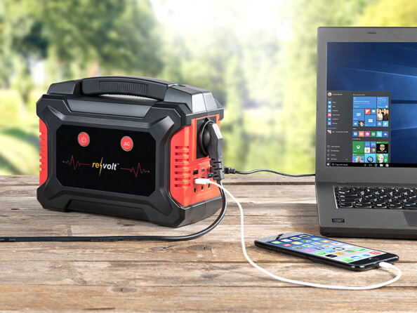 Batterie nomade 60 Ah & convertisseur solaire avec prises 230 V / 12 V / USB