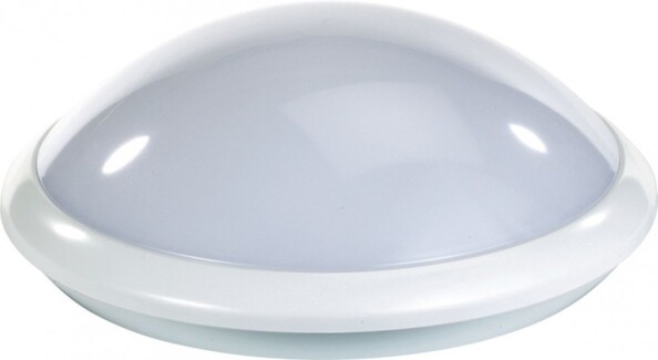Plafonnier type lampe dôme Luminea. Seuil d'activation réglable de 3 à 2000 Lux. Résiste aux projections d'eau (IP44)