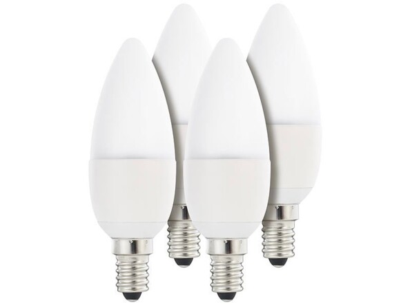 Lot de 4 ampoules bougie à LED SMD - E14 - 6W - blanc chaud