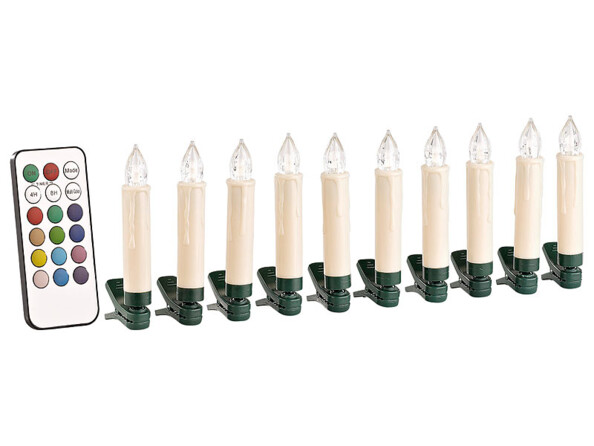 10 bougies de Noël à LED RVB avec télécommande infrarouge