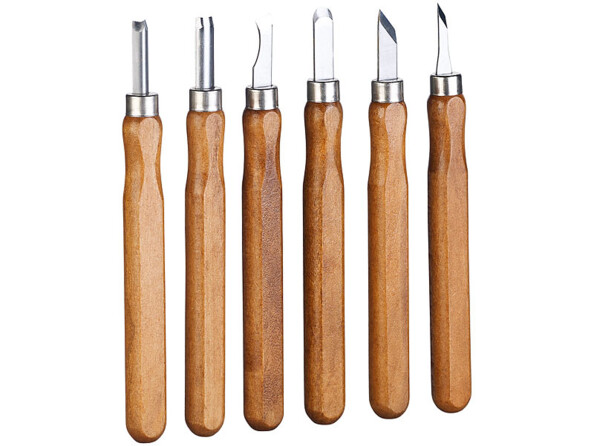 12 outils de sculpture avec étui de rangement et pierre à aiguiser