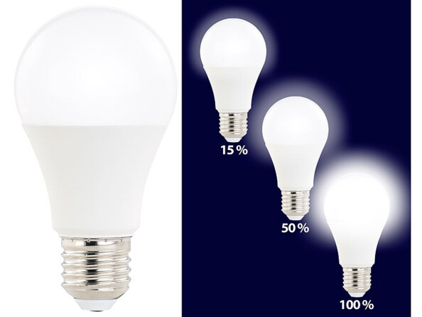 Pack 4 ampoules LED E27 / 14 W / 1400 lm à 3 niveaux de luminosité - blanc chaud