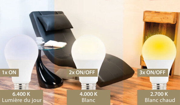 Ampoule LED E27 / 10 W / 810 lm / A+ à 3 températures d'éclairage