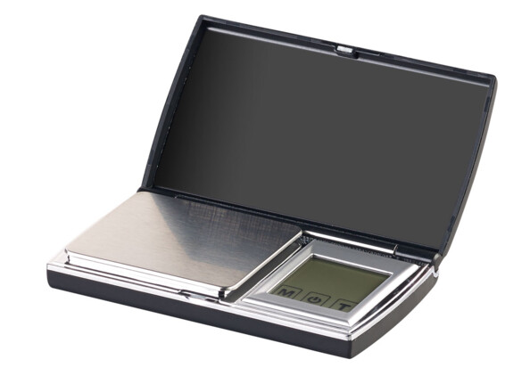 Mini balance électronique avec couvercle et étui aspect cuir