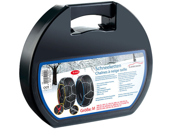 Mallette de transport solide et compacte noire pour rangement des chaînes à neige taille M Lescars