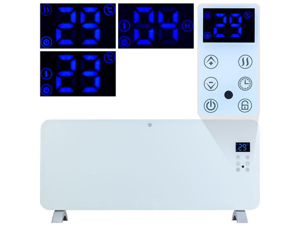 Chauffage à convection connecté 2000 W EHZ-2100. Panneau de commandes avec boutons tactiles