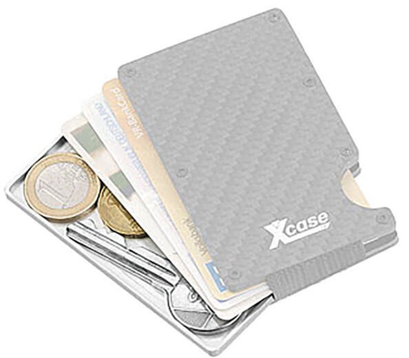 Compartiment de rangement pour étui à cartes de crédit, coloris argenté