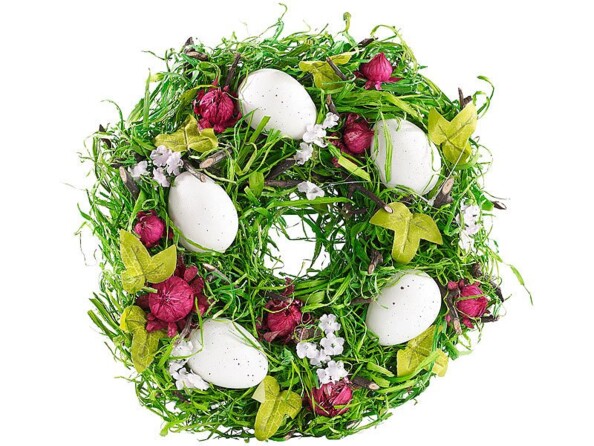 Couronne de Pâques décorative avec oeufs et fruits rouges, Ø 23cm