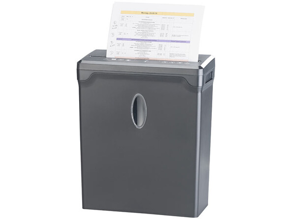 Destructeur de document de 10 L entrain de déchiqueté du papier.