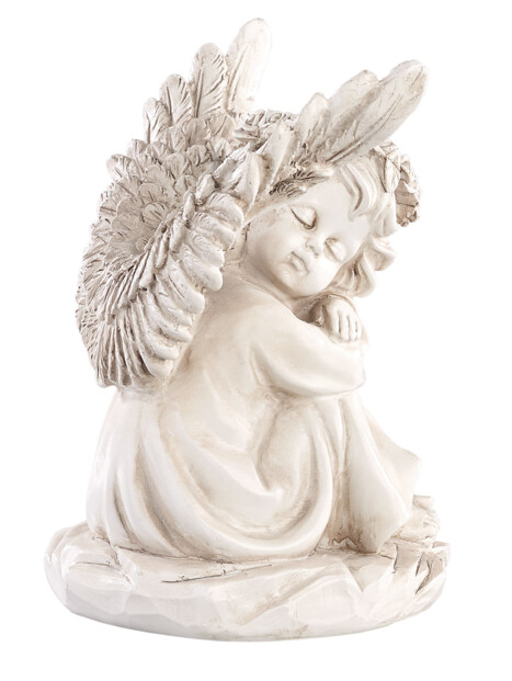 2 anges endormis solaires à LED - 17 cm