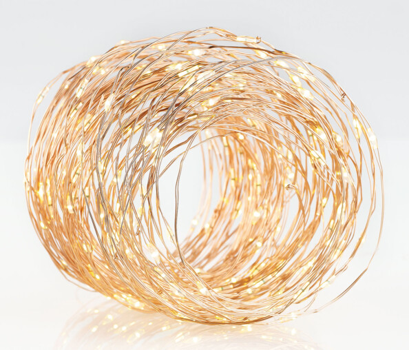2 guirlandes lumineuses solaires 20 m en fils de cuivre à 200 LED