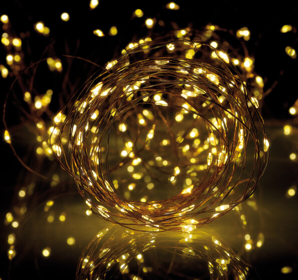 2 guirlandes lumineuses solaires 20 m en fils de cuivre à 200 LED