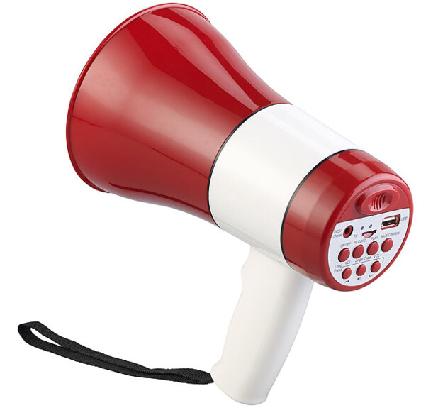 Mégaphone USB 20 W. Avec Lecteurs MP3 pour clés USB et cartes SD