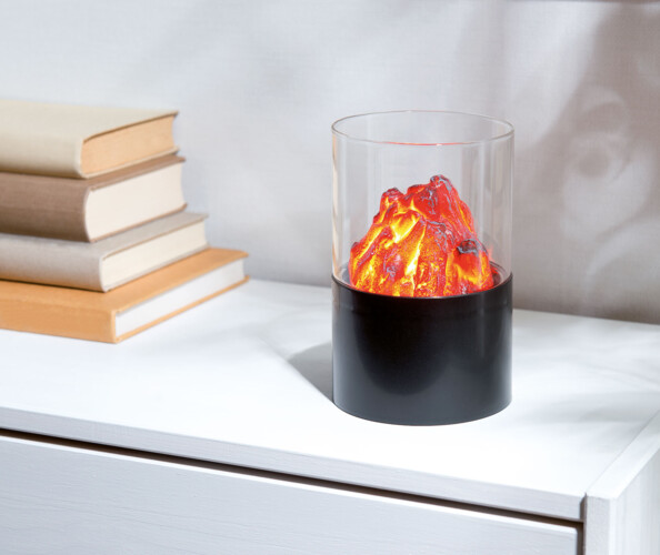 2 mini foyers décoratifs sans fil avec verre transparent