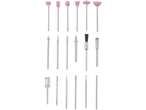 Vue sur les outils de la mini perceuse multifonction AGT