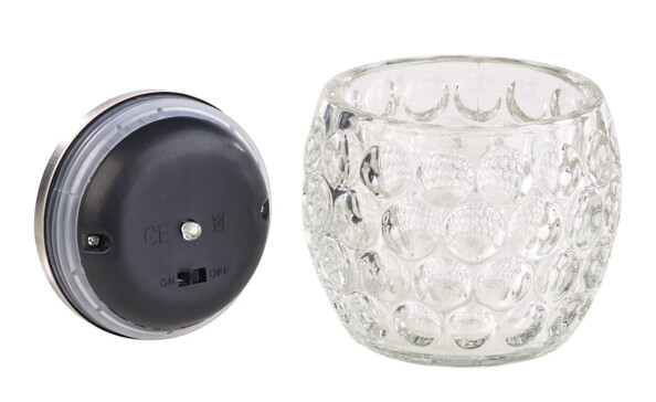 Pack de 2 photophores en verre à LED à alimentation solaire, Ø 10 cm "Layna"