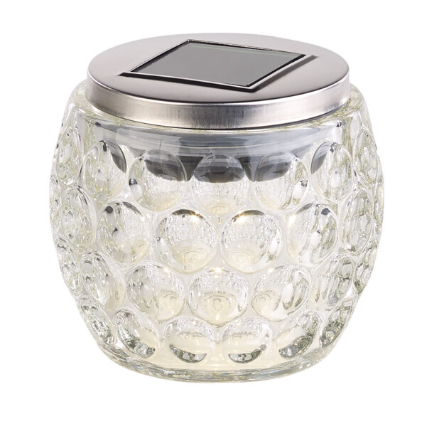 Pack de 2 photophores en verre à LED à alimentation solaire, Ø 10 cm "Layna"