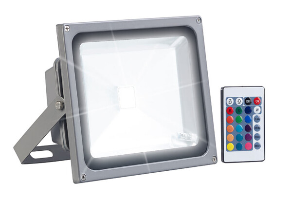 Projecteur d'extérieur 2400 lm / 30 W à LED RVB SMD et télécommande