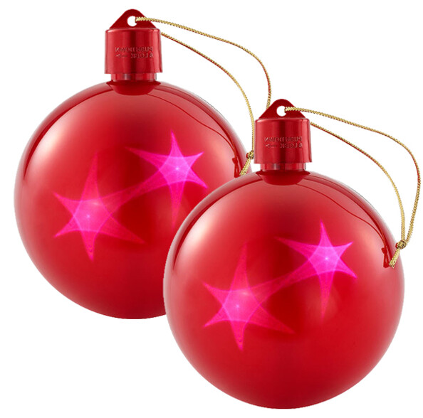 Set de 2 boules de Noël avec LED effet 3D - Rouge