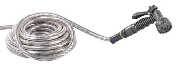 Tuyau d'arrosage extensible en acier avec pistolet 7 jets - 5 à 7,5 m