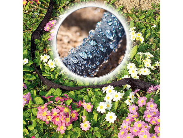 Tuyau d'arrosage poreux plat 50 m Royal Gardineer. Mise en situation.