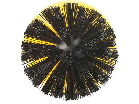 Vue de face de la brosse ogive bicolore avec bout en plastique noir