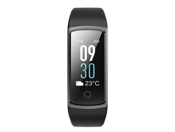 Bracelet connecté pour le fitness vu de face.