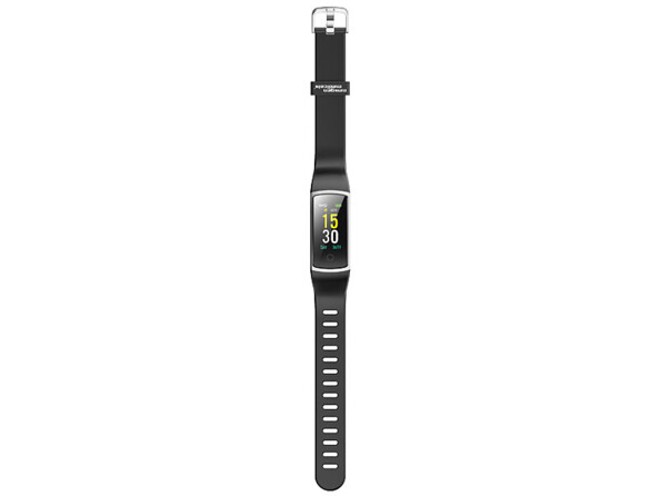 Bracelet connecté avec mesure de fréquence cardiaque déplié.