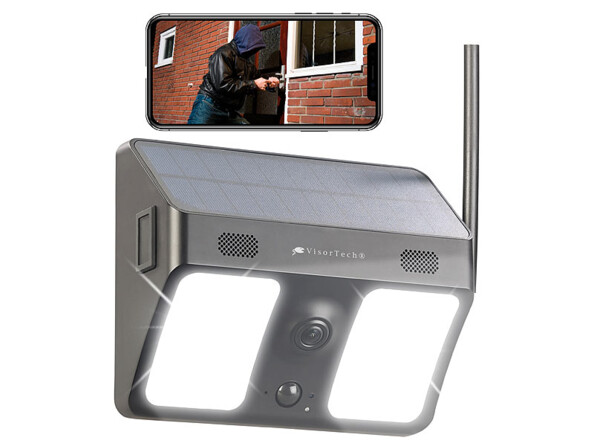 Caméra connectée avec cellule solaire et projecteur LED IPC-780.solar - Noir