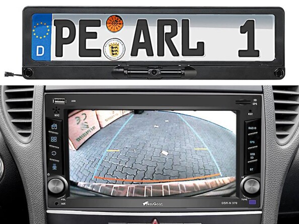 Caméra de recul sans fil universelle pour autoradio vidéo Lescars. Mise en situation.