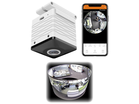 La caméra HD connectée IPC-515.wide filme avec un angle de vue de 185° et sa vision panoramique 360°.