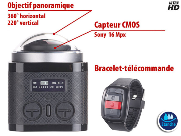 bracelet télécommande infrarouge pour caméra sport 360 DV 4036 somikon