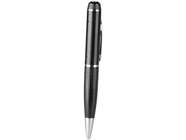 Stylo à bille noir avec 1 bouton, 1 mine rétractable et 1 caméra discrète