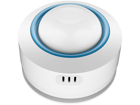 Capteur de température et d'humidité connecté vu de profil.