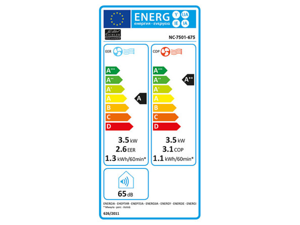 Climatiseur mobile ACS-120.out Sichler Exclusive. Etiquette énergétique.