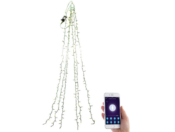 Guirlande connectée pour sapin de Noël avec 6 fils et 180 LED