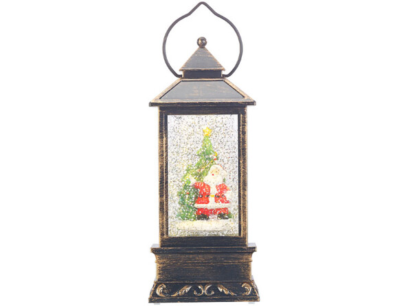 Lanterne à LED de Noël Infactory avec neige tourbillonnante.