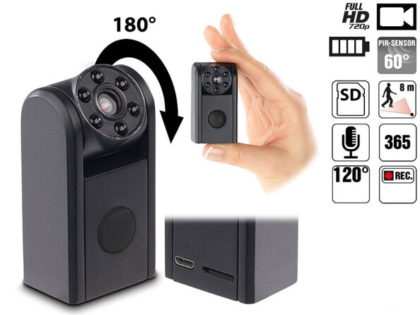 Mini caméra de poche HD 720p avec vision nocturne infrarouge et détecteur de mouvement raptor 7208 sumikon