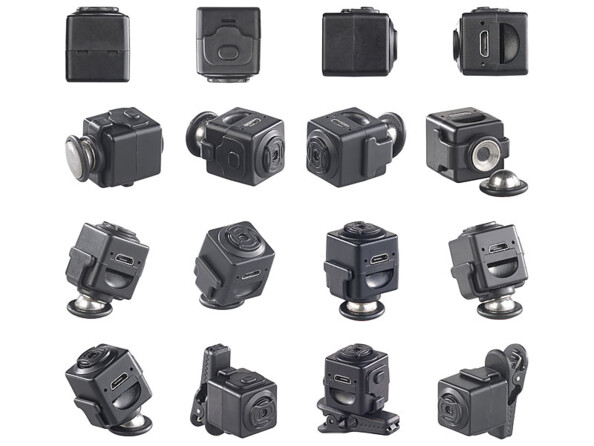 Mini caméra HD DV-705.cube Somikon. Vue sous tous ses angles.