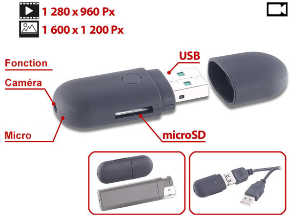 clé usb avec lecteur carte micro sd et caméra hd intégrée Octacam
