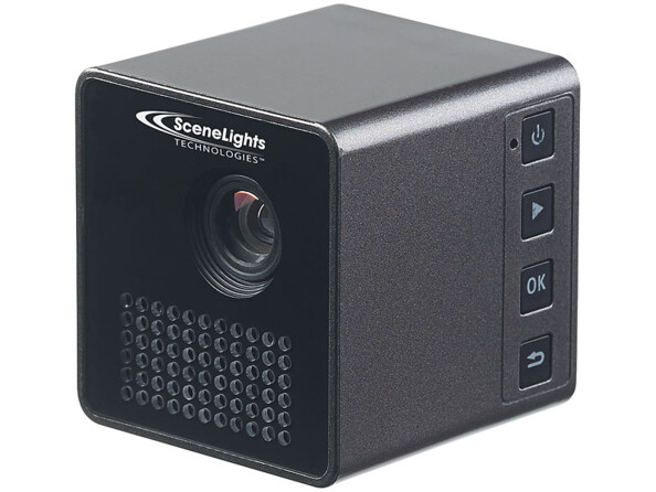 mini projecteur vidéo cube dlp avec lecteur media micro sd et wifi pour smartphone scenelights lb-6000