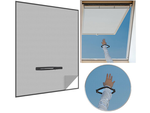 Moustiquaire avec fermeture à glissière pour fenêtre de toit Infactory. Fermeture à glissière pour accéder à la fenêtre