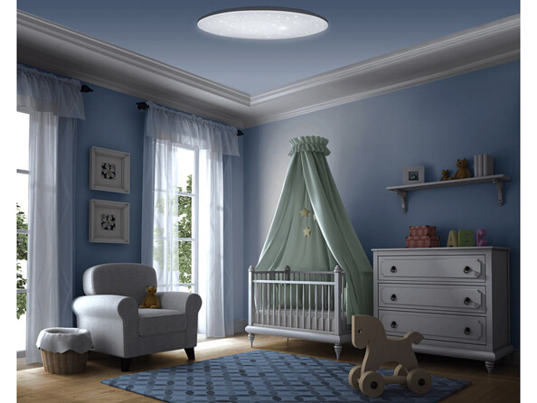 Plafonnier LED CCT ciel étoilé connecté et compatible commandes vocales Ø 34 cm