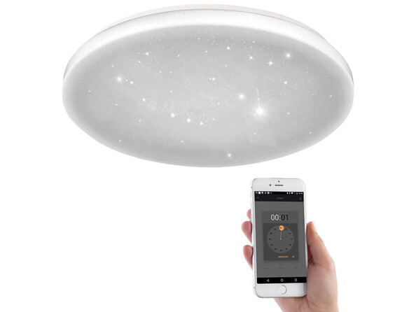 Plafonnier LED CCT ciel étoilé connecté et compatible commandes vocales Ø 34 cm