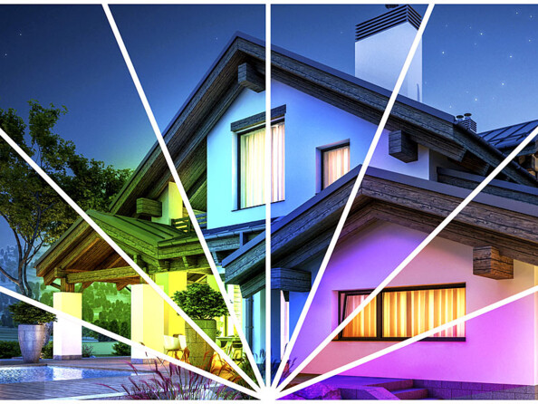 Fixez le projecteur LED connecté au mur ou au plafond, en intérieur ou en extérieur.