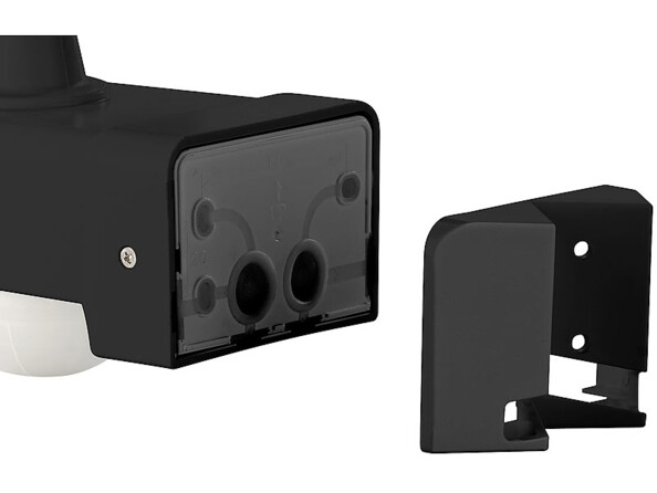 Projecteur LED avec élément de montage en angle, vis et chevilles pour montage, délimiteur PIR