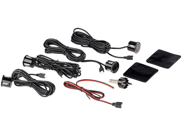 radar de recul 4 capteurs a ultrason haute precision instalation facile avec cloche de perçage fournie lescars pa280